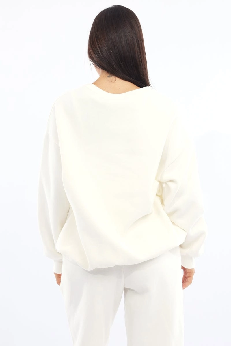 White Graphic Sweater Long Sleeve
