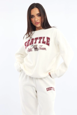 White Graphic Sweater Long Sleeve