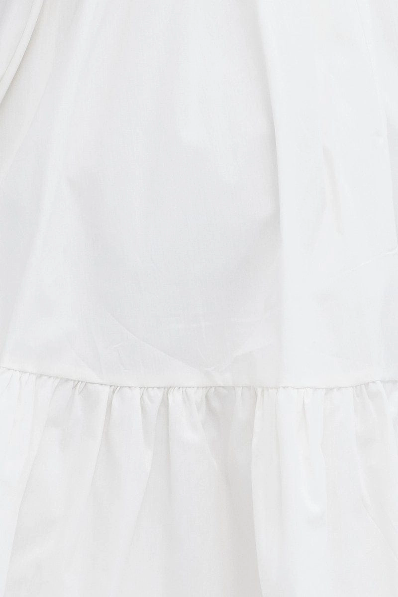 White Short Sleeve Sweetheart Neck Skater Dress