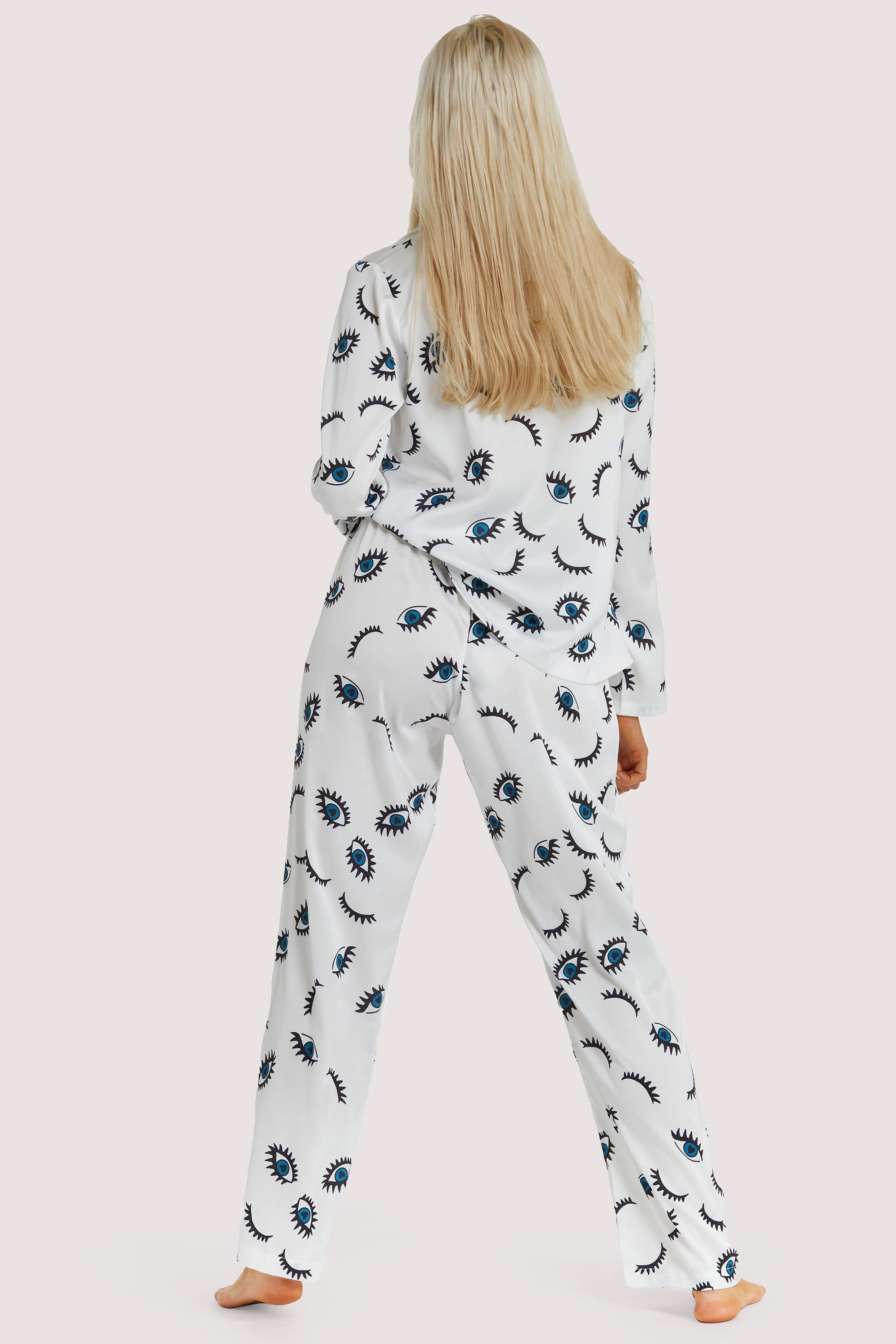 Winking Eye Print Satin Pyjama Set