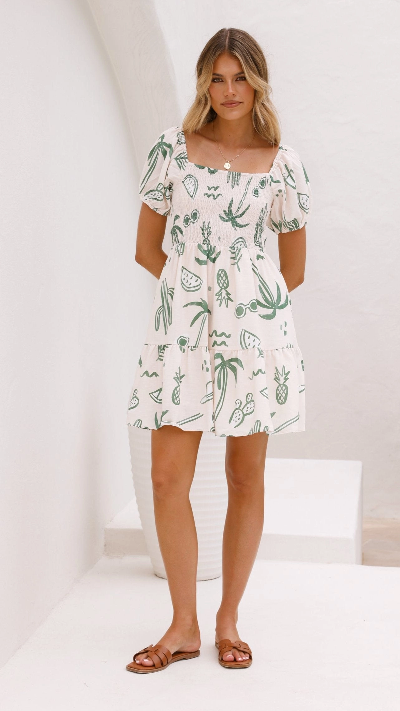 Zada Mini Dress - Green Palm
